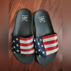 INC American Flag Slide Sandals